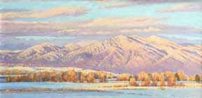 Sangre de Cristo Mountains in Winter Taos oil painting valerie graves