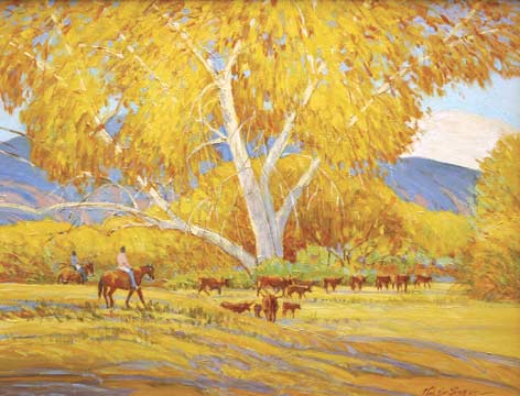 Santa Fe Gate and Lilacs painting 28K