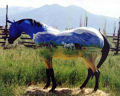 Painted pony and Taos Mountain 37k 